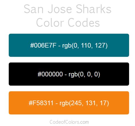 san jose sharks colors hex  rgb color codes