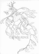 Leafy Coloring Seahorse sketch template