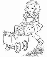 Coloring Sister Pages Big Printable Vintage Girl Colouring Cute Books Book Baby Sisters Color Kids Doll Carriage Adult Sheets Cache sketch template