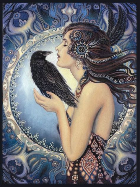 raven goddess  print pagan mythology celtic witch art etsy