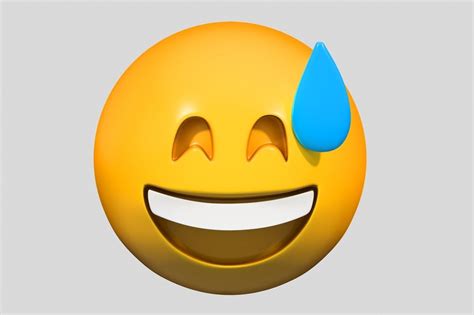 3d Emoji Grinning Face With Sweat Cgtrader