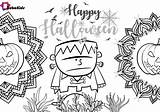 Mandala Halloween Coloring Pumpkins Frankenstein Printable Bubakids sketch template