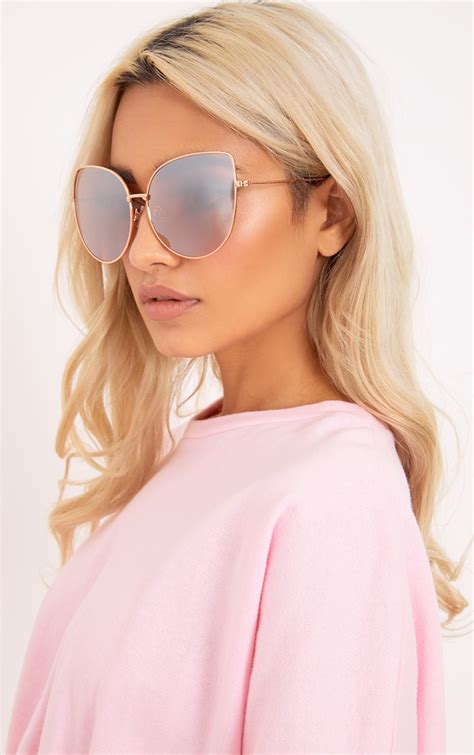 gold oversized cat eye sunglasses accessories prettylittlething