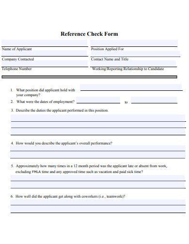 reference check form templates  google docs  ms word pages