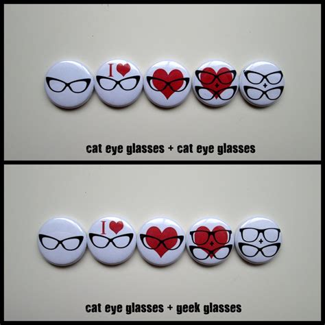 Cat Eye Glasses Nerd Love Five Button Set On Storenvy
