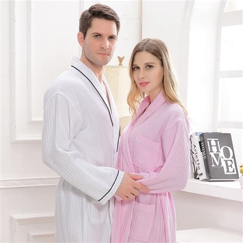 waffle cotton bathrobe men couples night robes hotels spa robes for