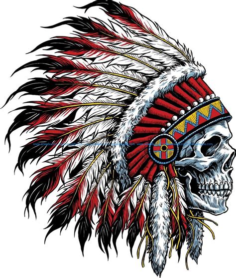 sugar skull  indian headdress tattoo   vector files