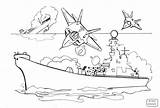 Battleship Coloring Pages Carrier Aircraft Print Bombs Drawing Ships Mustang Ship Printable Battle Color Navy Military War Sailing Attacking Air sketch template