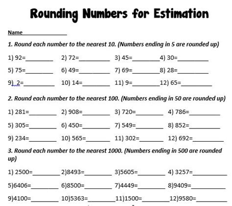 rounding numbers this is a worksheet for students to practise