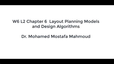 mec   ch layout planning models  design algorithm youtube