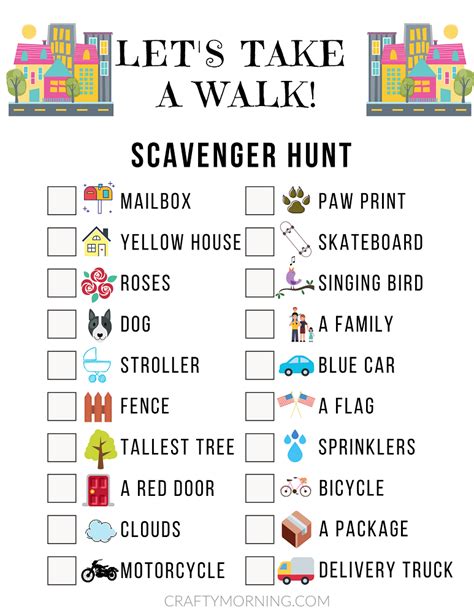 neighborhood scavenger hunt game sheet crafty morning