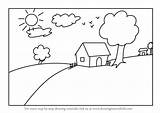Scenery Kids House Draw Step Drawing Tutorials Drawingtutorials101 Scenes Tutorial Places sketch template