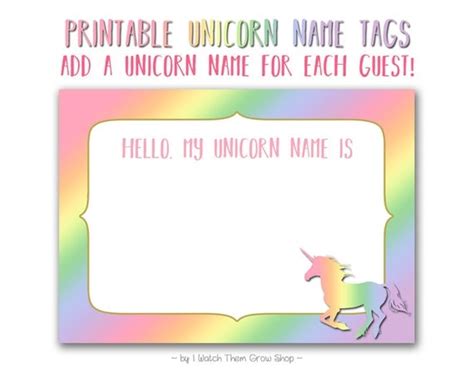 rainbow unicorn  tags printable rainbow unicorn