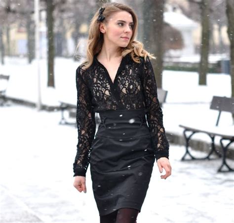 lace blouse  skirt fashion style autumn winter fashion