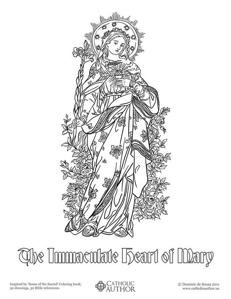 immaculate heart  mary   hand drawn catholic coloring pictures catholic crafts