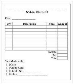 sales receipt template  small business small business