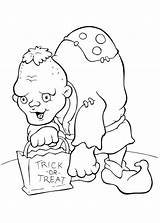 Halloween Coloring Man Funschool Creepy Spooky Netart sketch template