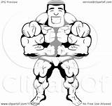 Flexing Cartoon Leaning Builder Forward Body Coloring Clipart Cory Thoman Outlined Vector 2021 sketch template