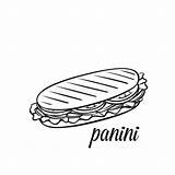 Panini Panino Sandwich Formaggio Disegnato Acquerello Calligrafia Grigliato Vecteur Disegno Arrostito Kebab Doner Cotto Turco sketch template