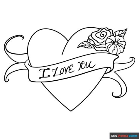 love  heart coloring page easy drawing guides
