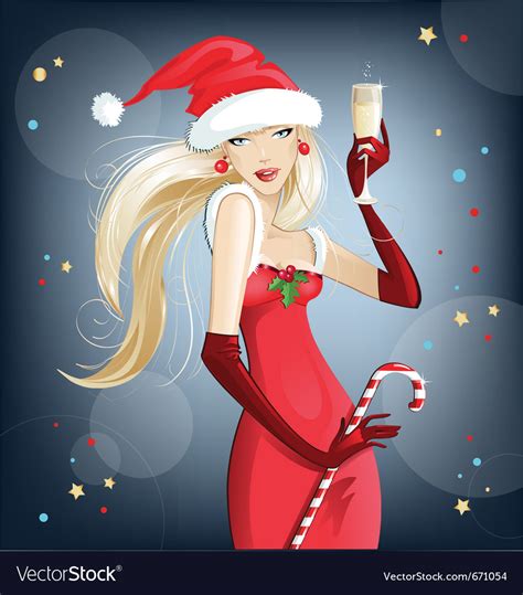 beautiful girl santa claus royalty free vector image