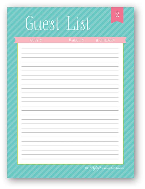images  birthday party guest list printable  printable birthday party guest list