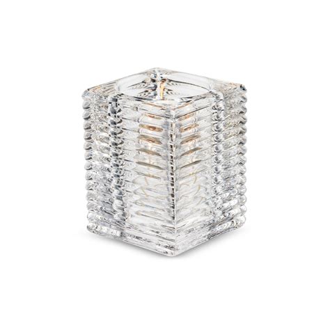 Square Ribbed Glass Candle Holders Ambiance Effect