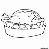 Poulet Coloriage Roti Plat Legumes Pollo Colorier Asado Thanksgiving Imprimé sketch template
