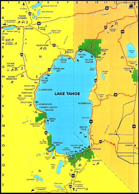 lake tahoe area maps detailed lake tahoe area map  region