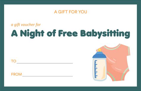 printable babysitting gift certificate  printable