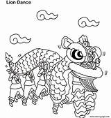 Dance Coloring Chinese Year Lion Pages Printable Color sketch template