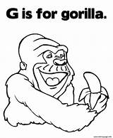 Gorilla Coloring Pages Alphabet Kids Color Print Printable Library Clipart Books Learn sketch template