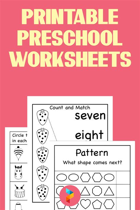 printable worksheets  preschool preschool worksheets