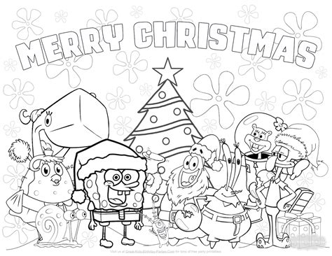 printable spongebob christmas coloring pages