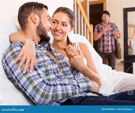 Cheating Partner Coming Home Stock Image Image Of Affair Blushed