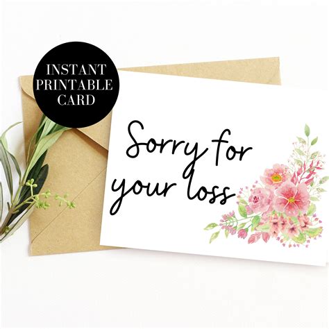 loss card printable card sympathy card etsy