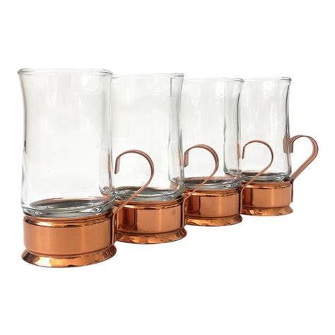 vintage irish coffee mugs with copper holders by beucler