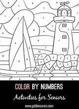 Lighthouse Color Numbers Colouring Elderly sketch template