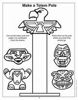 Totem Pole Printable Poles Native American Coloring Crafts Craft Symbols Pages Kids Printables Book Templates Indian First Americans Animals Worksheets sketch template