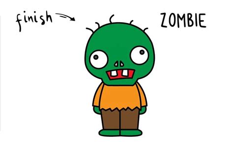 draw  cute cartoon zombie inspired  plant  zombie