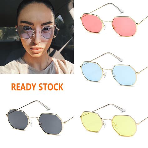 new fashion polygons ocean lenses metal frame sunglasses women men