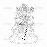 Lakshmi Goddess Vector Luxmi Hindu Graphicriver Curves Edges Sharp Smooth Quality High Drawing Illustration Format sketch template