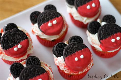 mickey mouse cupcakes baking  kids reading confetti