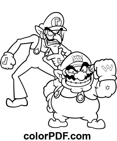 waluigi  wario coloring pages  books