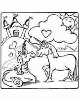 Kleurplaat Unicornios Eenhoorn Hartjes Unicorno Enamorados Unicorns Licorne Unicornio Kasteel Princesas Wolken Licornes Gatto Regenboog Unicorni Hartje Innamorati Regno sketch template