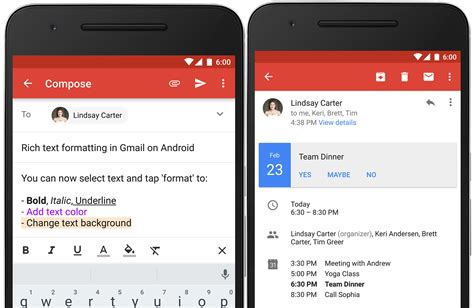 gmail updated    rich text formatting  instant rsvps apk