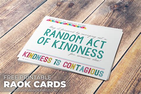 random acts  kindness ideas   printable
