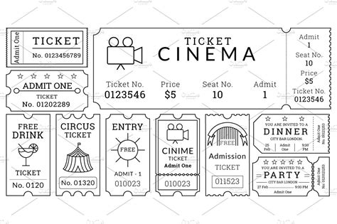 ticket templates pack custom designed illustrations creative market