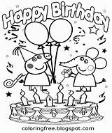 Peppa Pig Coloring Birthday Pages Drawing Printable Happy Kids Color Paintingvalley Books sketch template