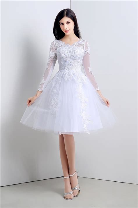 princess ball gown short white tulle lace sleeve prom dress with buttons